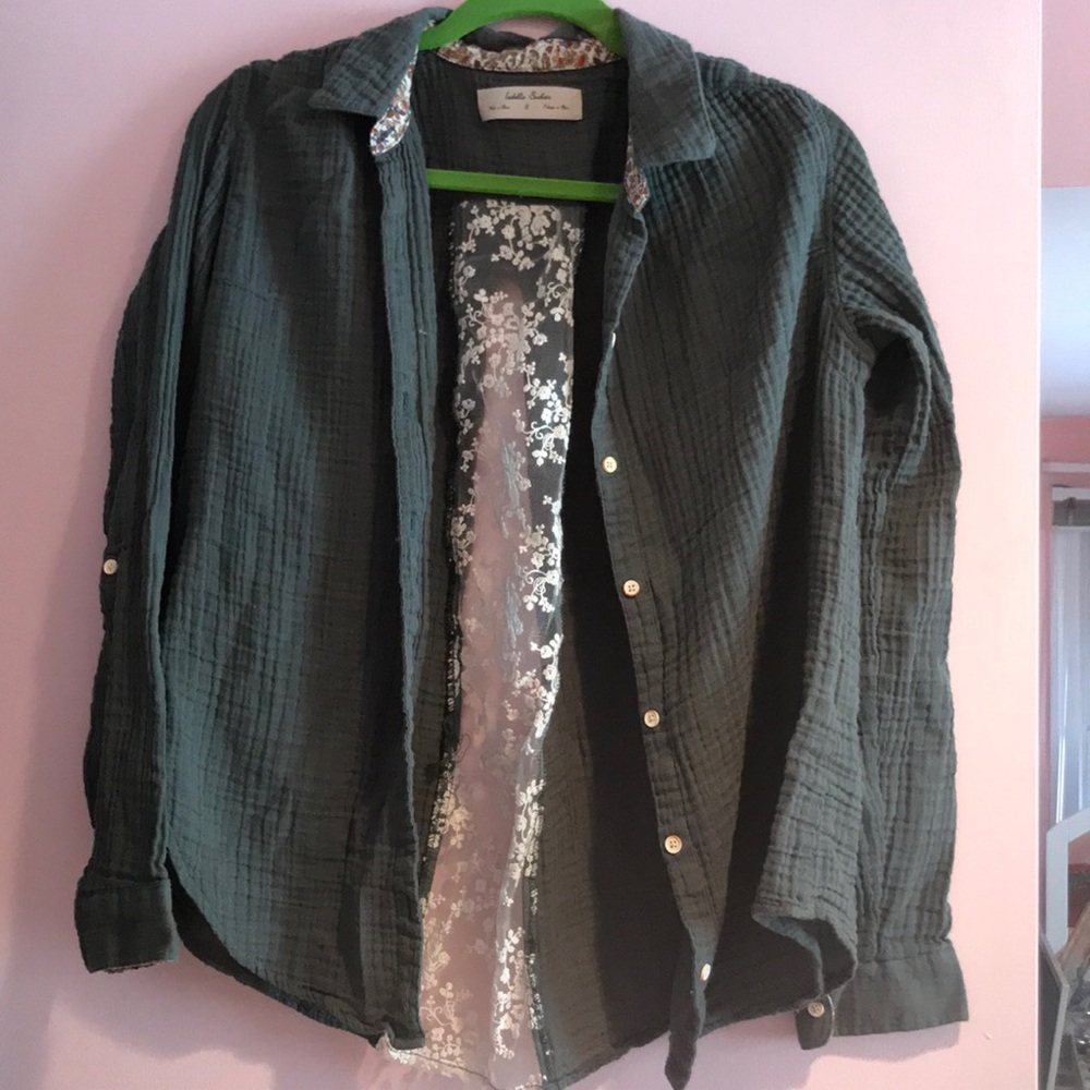 Army Green button down shirt